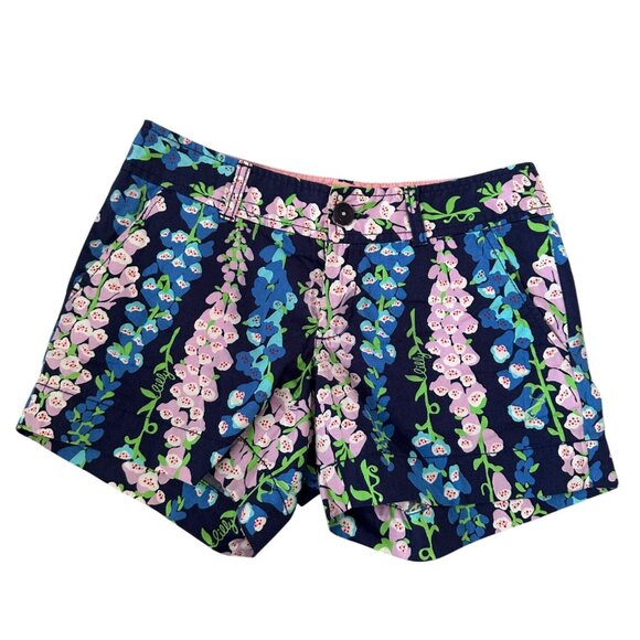 LILLY PULITZER Floral Navy Blue Shorts Size 0 - Picture 2 of 7